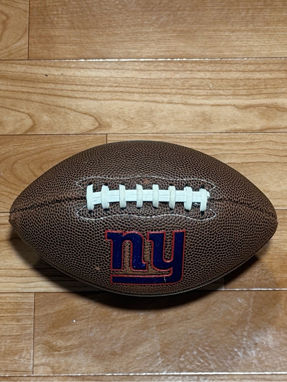 NFL New York Giants Brown Football with White Laces and Blue-Red NY Logo
